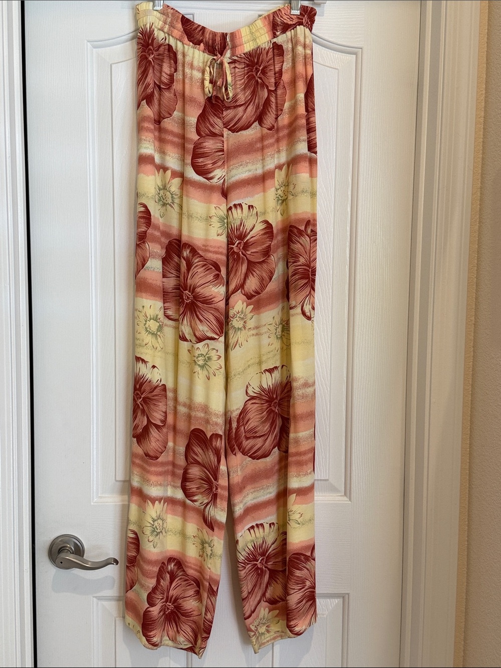 Tommy Bahama Wide Leg Floral Pants in Rust and Cream
